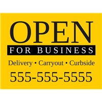 Open For Business Yard Signs